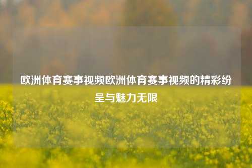 欧洲体育赛事视频欧洲体育赛事视频的精彩纷呈与魅力无限
