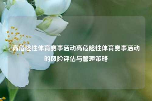 高危险性体育赛事活动高危险性体育赛事活动的风险评估与管理策略