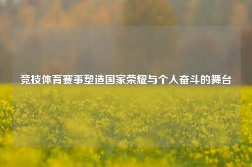 竞技体育赛事塑造国家荣耀与个人奋斗的舞台