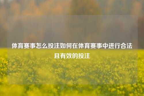 体育赛事怎么投注如何在体育赛事中进行合法且有效的投注