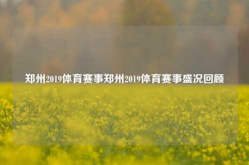 郑州2019体育赛事郑州2019体育赛事盛况回顾