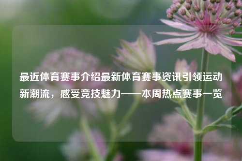 最近体育赛事介绍最新体育赛事资讯引领运动新潮流，感受竞技魅力——本周热点赛事一览