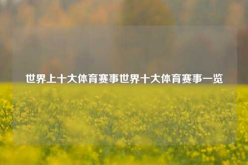 世界上十大体育赛事世界十大体育赛事一览