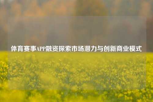 体育赛事APP融资探索市场潜力与创新商业模式