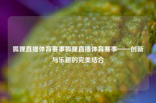 狐狸直播体育赛事狐狸直播体育赛事——创新与乐趣的完美结合