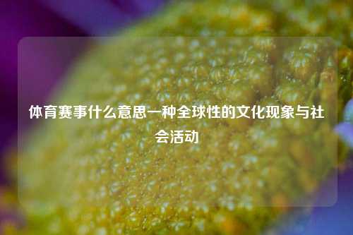 体育赛事什么意思一种全球性的文化现象与社会活动