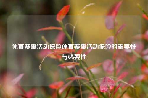 体育赛事活动保险体育赛事活动保险的重要性与必要性