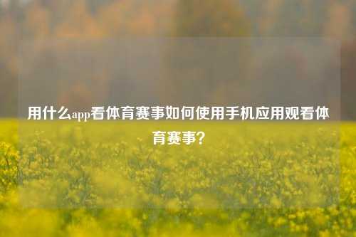 用什么app看体育赛事如何使用手机应用观看体育赛事？