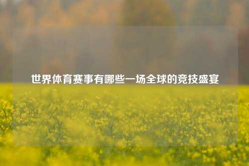 世界体育赛事有哪些一场全球的竞技盛宴