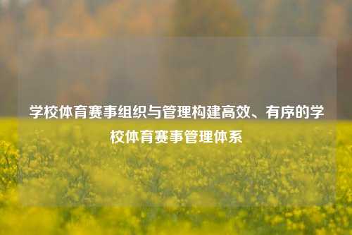 学校体育赛事组织与管理构建高效、有序的学校体育赛事管理体系