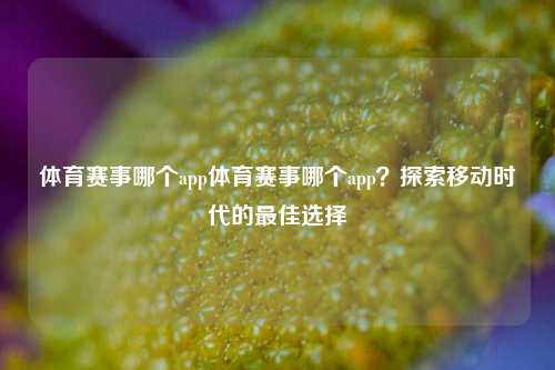 体育赛事哪个app体育赛事哪个app？探索移动时代的最佳选择