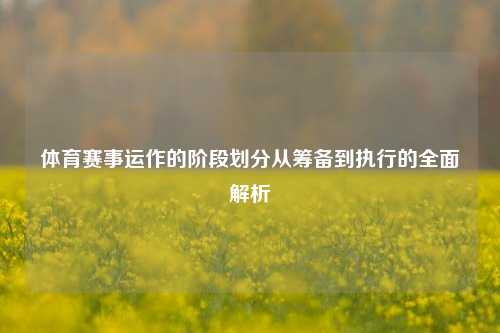 体育赛事运作的阶段划分从筹备到执行的全面解析