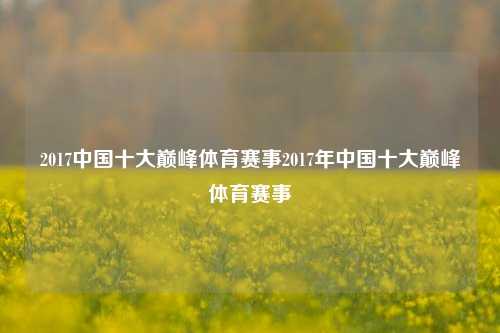 2017中国十大巅峰体育赛事2017年中国十大巅峰体育赛事